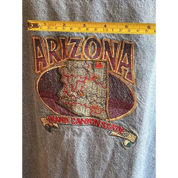 Passion-I Denim Jacket 2X Zip Arizona Grand Canyon State Embroidered Pockets USA - Picture 9 of 12